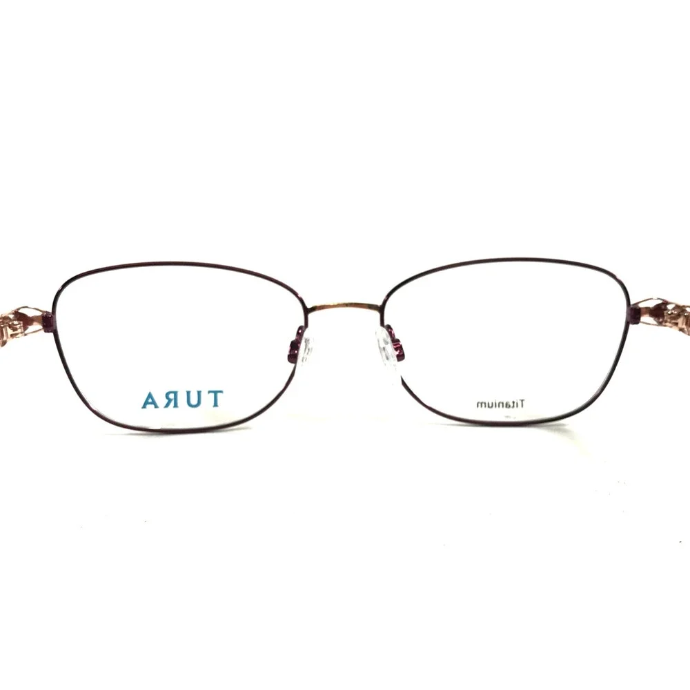 Tura Eyeglasses Frames R587 EGG Eggplant Purple Rose Gold Crystals 54-17-145